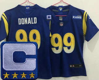 Women's Los Angeles Rams #99 Aaron Donald Limited Royal C Patch Vapor Jersey