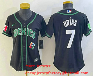 Women's Mexico Baseball #7 Julio Urias 2023 Black World Classic Stitched Jersey 13