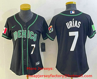 Women's Mexico Baseball #7 Julio Urias Number 2023 Black World Classic Stitched Jersey 15