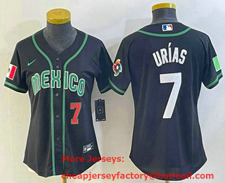 Women's Mexico Baseball #7 Julio Urias Number 2023 Black World Classic Stitched Jersey 16