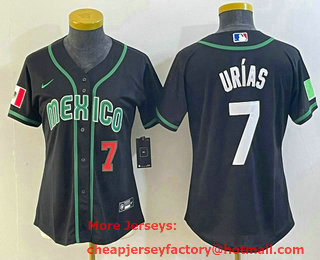 Women's Mexico Baseball #7 Julio Urias Number 2023 Black World Classic Stitched Jersey 18