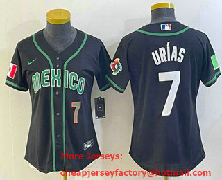 Women's Mexico Baseball #7 Julio Urias Number 2023 Black World Classic Stitched Jersey 19