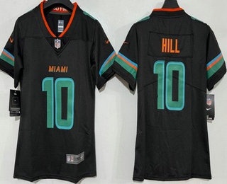 Women's Miami Dolphins #10 Tyreek Hill Limited Black Rivalries Vapor Jersey