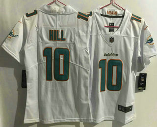 Women's Miami Dolphins #10 Tyreek Hill White 2022 Vapor Untouchable Stitched NFL Nike Limited Jersey