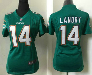 Women's Miami Dolphins #14 Jarvis Landry Green Team Color Stitched NFL Nike Game Jersey