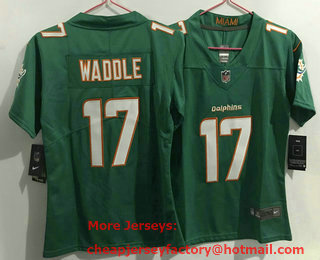 Women's Miami Dolphins #17 Jaylen Waddle Green 2020 Vapor Untouchable Stitched NFL Nike Limited Jersey