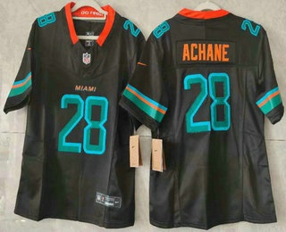 Women's Miami Dolphins #28 DeVon Achane Limited Black Rivalries FUSE Vapor Jersey