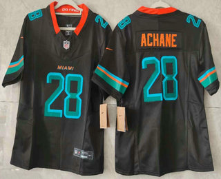 Women's Miami Dolphins #28 DeVon Achane Limited FUSE Black Rivalries Vapor Jersey