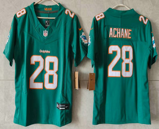 Women's Miami Dolphins #28 DeVon Achane Limited Green FUSE Vapor Jersey