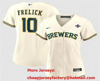 Women's Milwaukee Brewers #10 Sal Frelick Cream 2026 World Series Limited Stitched Jersey
