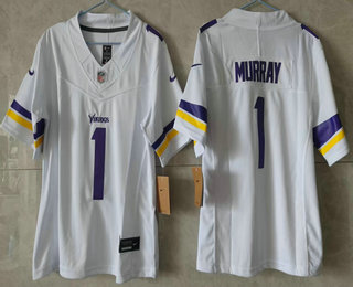 Women's Minnesota Vikings #1 Kyler Murray Limited White FUSE Vapor Jersey
