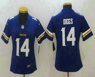 Women's Minnesota Vikings #14 Stefon Diggs Purple 2017 Vapor Untouchable Stitched NFL Nike Limited Jersey