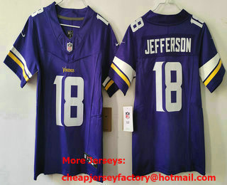 Women's Minnesota Vikings #18 Justin Jefferson Limited Purple FUSE Vapor Jersey