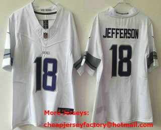 Women's Minnesota Vikings #18 Justin Jefferson White Alternate Vapor FUSE Limited Stitched Jersey