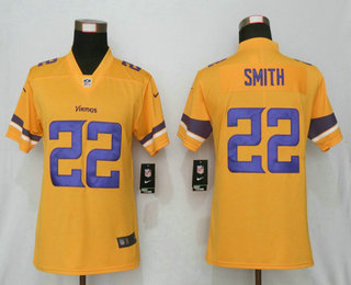 Women's Minnesota Vikings #22 Harrison Smith Gold 2019 Inverted Legend Stitched NFL Nike Limited Jersey
