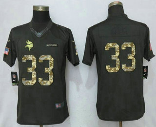 Women's Minnesota Vikings #33 Dalvin Cook Black Anthracite 2016 Salute To Service Stitched NFL Nike Limited Jersey