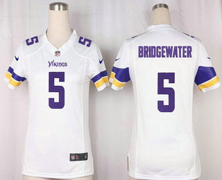 Women's Minnesota Vikings #5 Teddy Bridgewater White Road Stitched NFL Nike Game Jersey