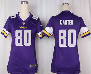 Women's Minnesota Vikings #80 Cris Carter Purple Team Color Stitched NFL Nike Game Jersey