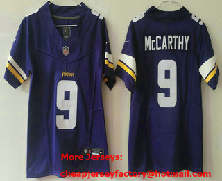 Women's Minnesota Vikings #9 JJ McCarthy Limited Purple FUSE Vapor Jersey
