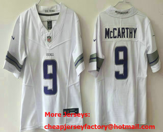 Women's Minnesota Vikings #9 JJ McCarthy White Alternate Vapor FUSE Limited Stitched Jersey