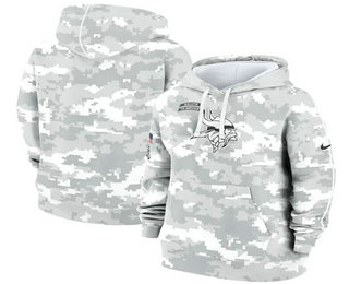 Women's Minnesota Vikings Arctic Camo 2024 Salute to Service Club Fleece Pullover Hoodie