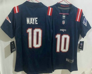 Women's New England Patriots #10 Drake Maye Limited Navy Vapor Jersey
