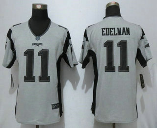 Women's New England Patriots #11 Julian Edelman Gray Gridiron II Stitched NFL Nike Limited Jersey