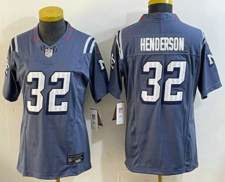Women's New England Patriots #32 TreVeyon Henderson Limited Gray Rivalries FUSE Vapor Jersey