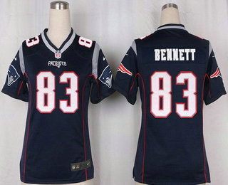 Women's New England Patriots #83 Bennet NEW Navy Blue Team Color Stitched NFL Nike Game Jersey