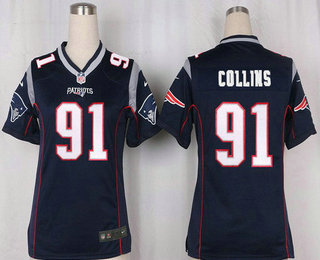 Women's New England Patriots #91 Jamie Collins NEW Navy Blue Team Color Stitched NFL Nike Game Jersey