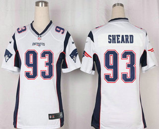 Women's New England Patriots #93 Jabaal Sheard NEW White Road Stitched NFL Nike Game Jersey