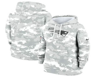 Women's New England Patriots Arctic Camo 2024 Salute to Service Club Fleece Pullover Hoodie