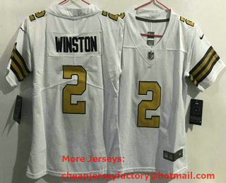 Women's New Orleans Saints #2 Jameis Winston White 2021 Color Rush Stitched NFL Nike Limited Jersey