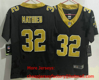 Women's New Orleans Saints #32 Tyrann Mathieu Black 2022 Vapor Untouchable Stitched NFL Nike Limited Jersey