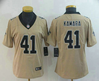 Women's New Orleans Saints #41 Alvin Kamara Gold 2019 Inverted Legend Stitched NFL Nike Limited Jersey