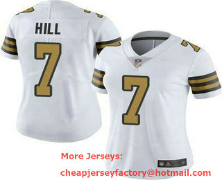 Women's New Orleans Saints #7 Taysom Hill Limited White Rush Color Jersey