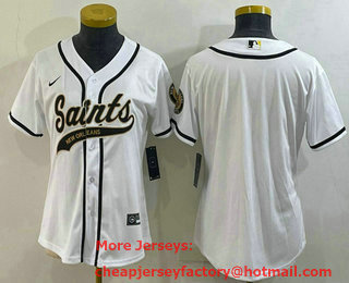 Women's New Orleans Saints Blank White With Patch Cool Base Stitched Baseball Jersey