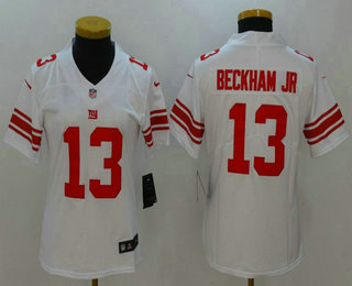 Women's New York Giants #13 Odell Beckham Jr White 2017 Vapor Untouchable Stitched NFL Nike Limited Jersey