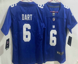 Women's New York Giants #6 Jaxson Dart Limited Blue Vapor Jersey