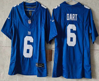 Women's New York Giants #6 Jaxson Dart Limited FUSE Blue Vapor Jersey