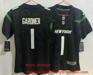Women's New York Jets #1 Sauce Gardner 2022 Black Vapor Untouchable Limited Stitched Jersey