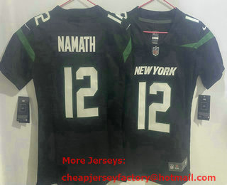 Women's New York Jets #12 Joe Namath Limited Black Vapor Jersey