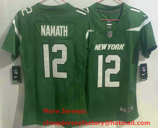Women's New York Jets #12 Joe Namath Limited Green Vapor Jersey