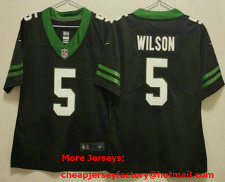 Women's New York Jets #5 Garrett Wilson Limited Black 2024 Vapor Jersey