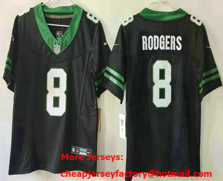 Women's New York Jets #8 Aaron Rodgers Limited Black 2024 FUSE Vapor Jersey