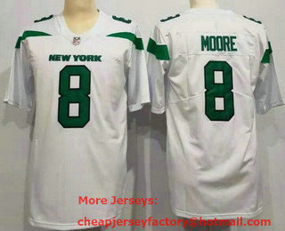 Women's New York Jets #8 Elijah Moore White 2021 Vapor Untouchable Stitched NFL Nike Limited Jersey
