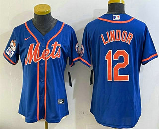 Women's New York Mets #12 Francisco Lindor Royal 2025 Spring Training Cool Base Stitched Jersey