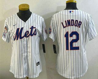 Women's New York Mets #12 Francisco Lindor White 2025 Spring Training Cool Base Stitched Jersey