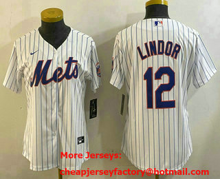 Women's New York Mets #12 Francisco Lindor White Stitched Cool Base Nike Jersey