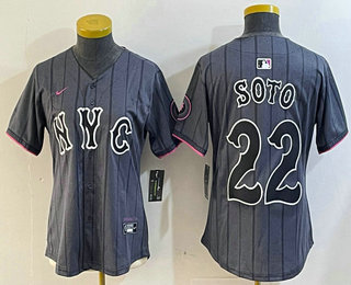 Women's New York Mets #22 Juan Soto Grey 2024 City Connect Limited Stitched Jersey